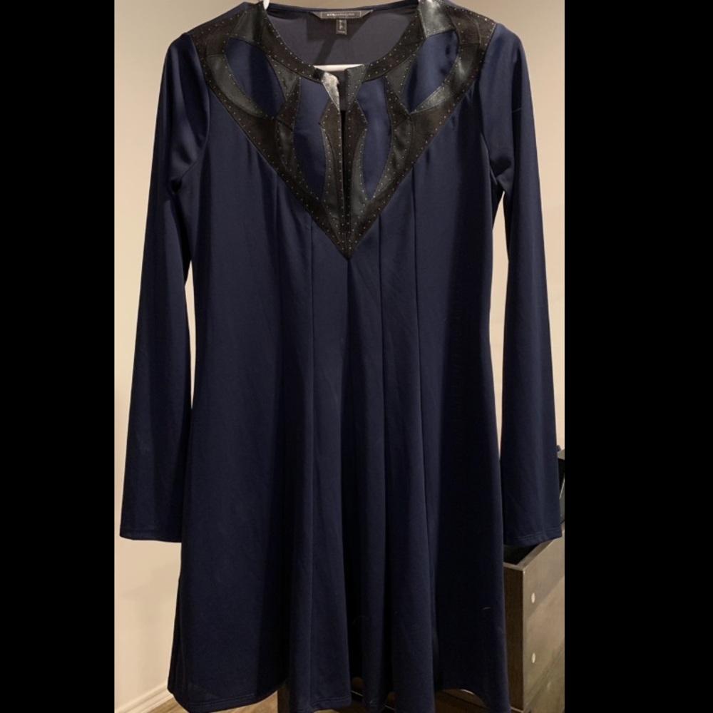 Blue BCBG dress w/ leather details